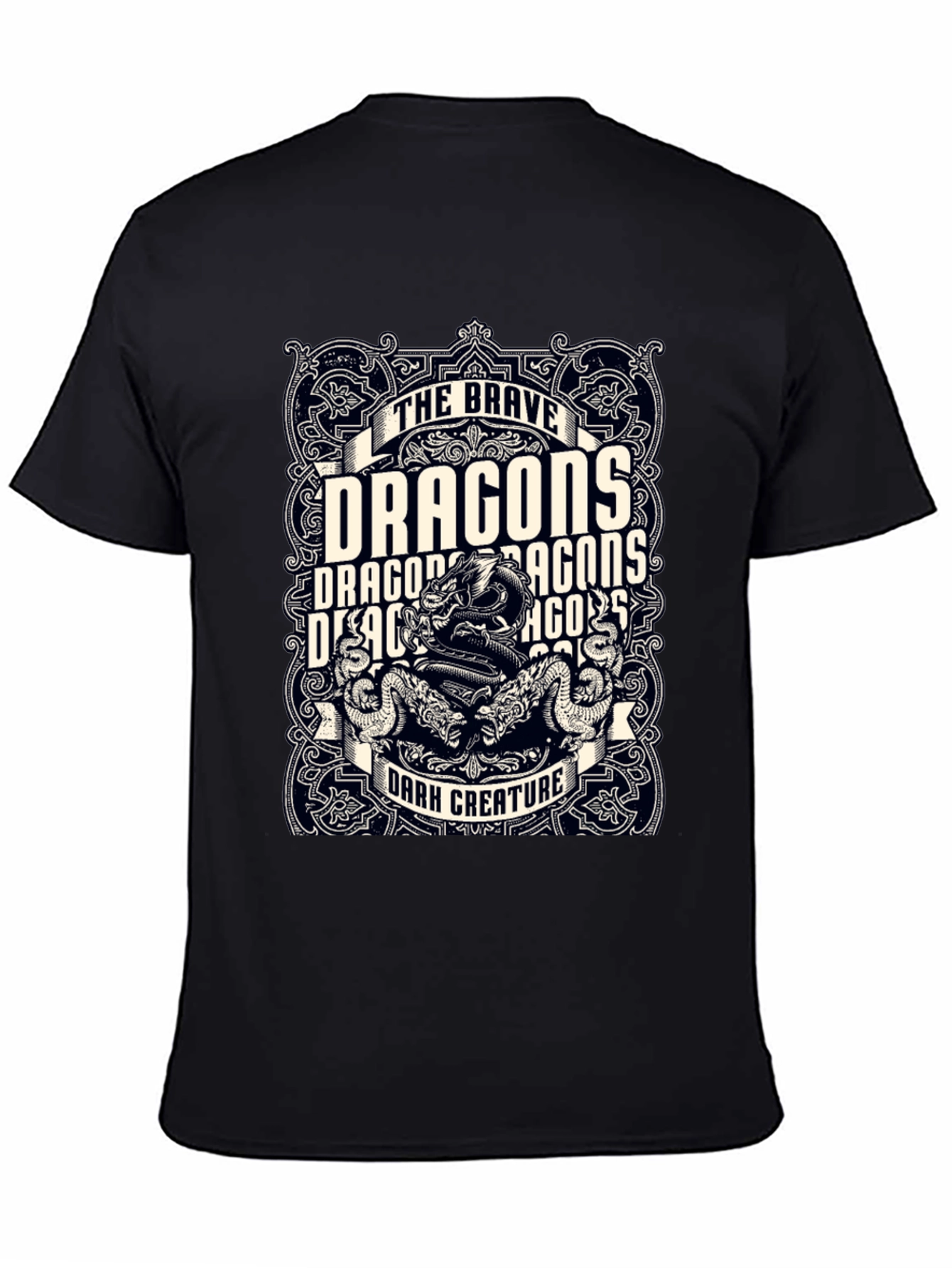 Dragon Graphic Print Black T-Shirt
