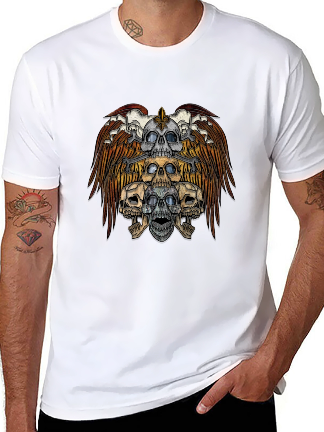 Skull Eagle Graphic Print Tee