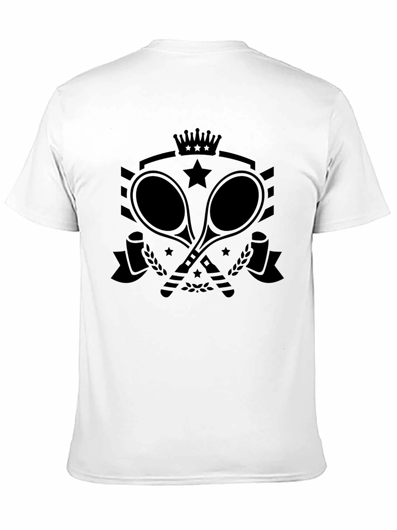 Tennis Racket Crown Star Graphic Tee - Black