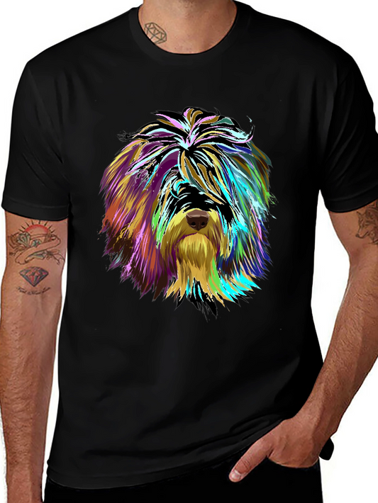 Vibrant Dog Art Graphic Tee - Unisex Black T-Shirt