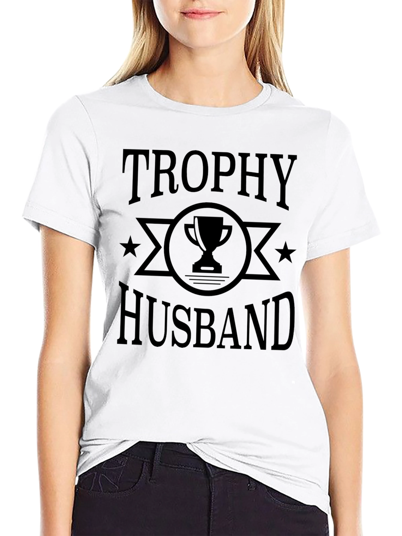 Trophy Husband Graphic Tee - Black Cotton Blend