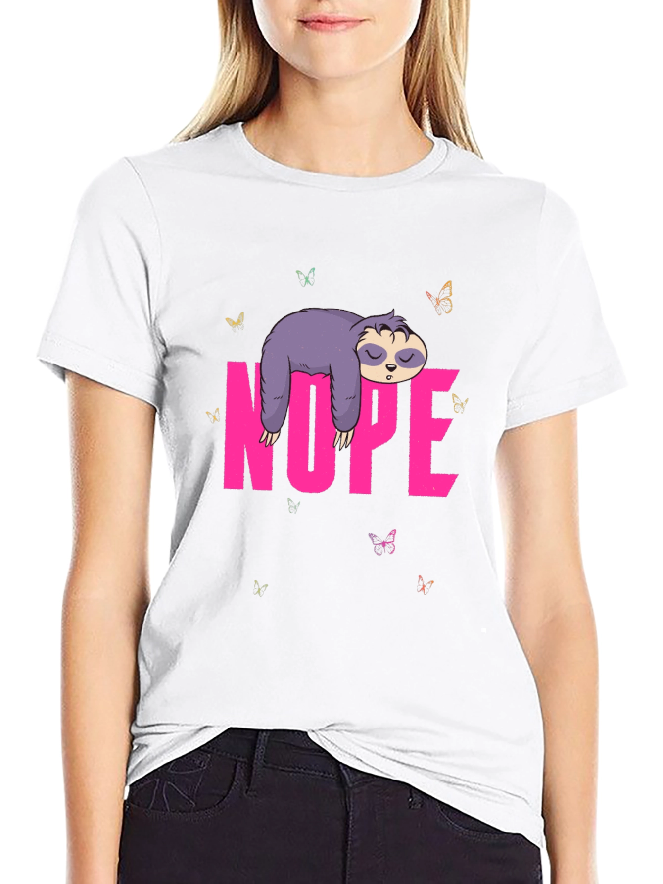 Nope Sloth Graphic Tee - Lazy Day Shirt