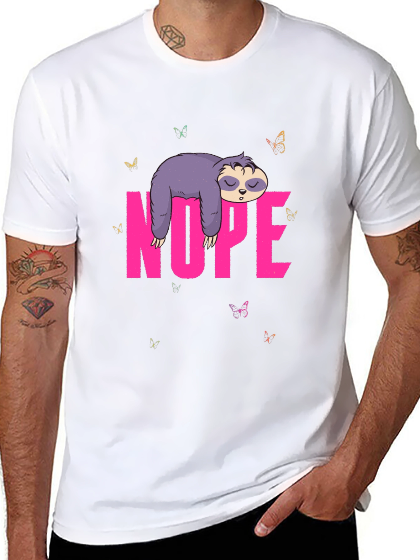 Nope Sloth Graphic Tee - Lazy Day Shirt