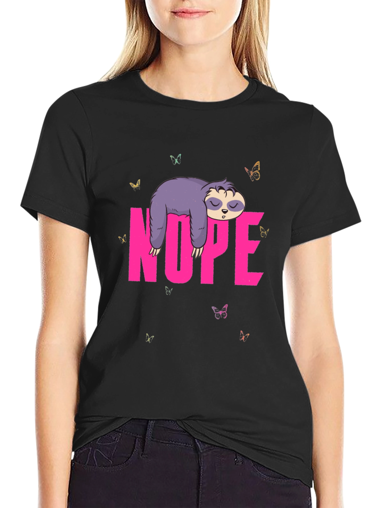 Nope Sloth Graphic Tee - Lazy Day Shirt