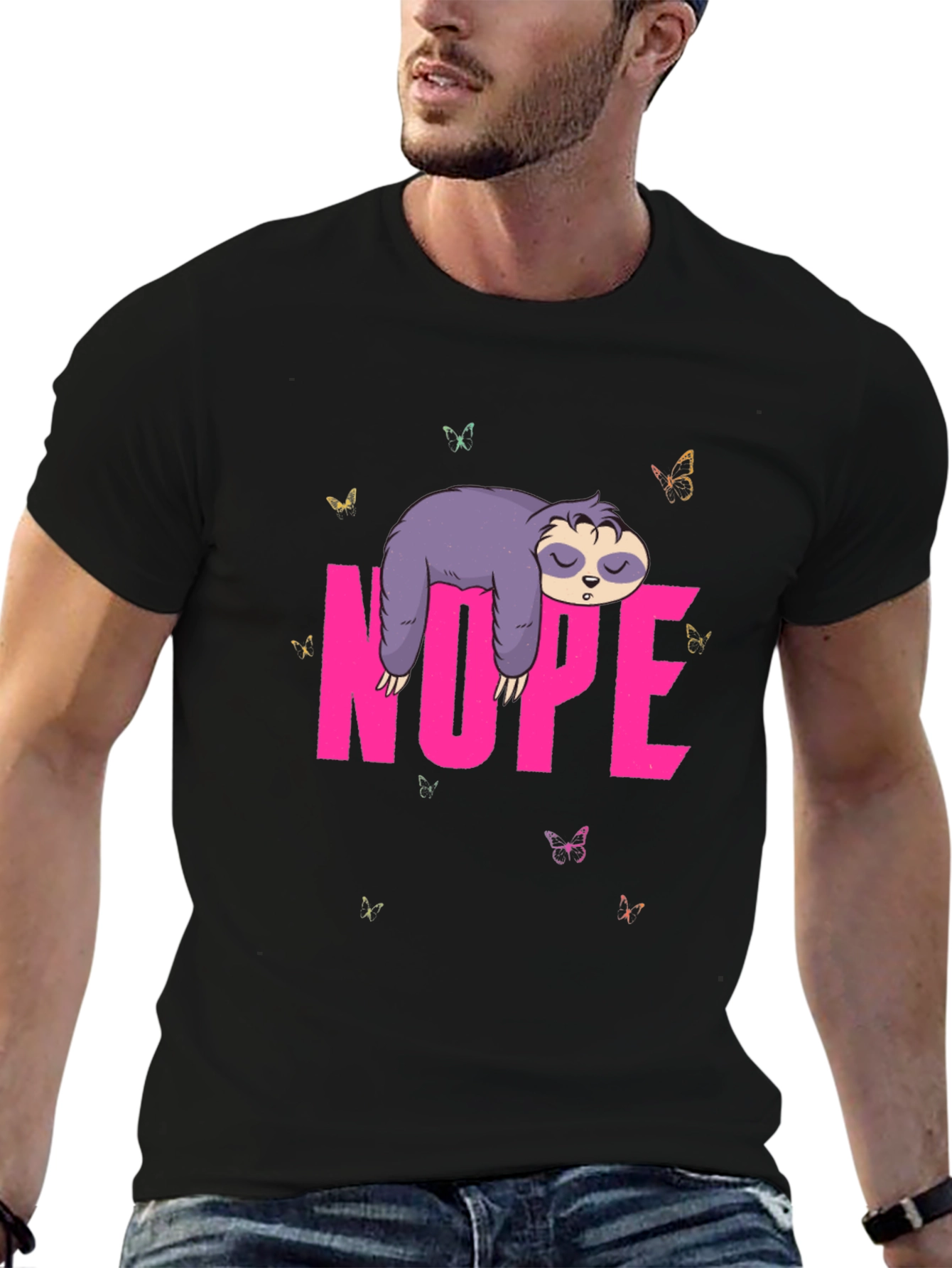 Nope Sloth Graphic Tee - Lazy Day Shirt