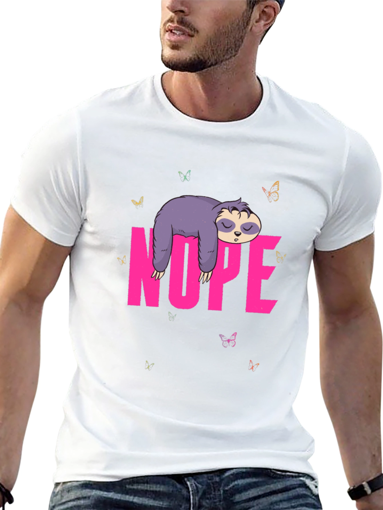 Nope Sloth Graphic Tee - Lazy Day Shirt