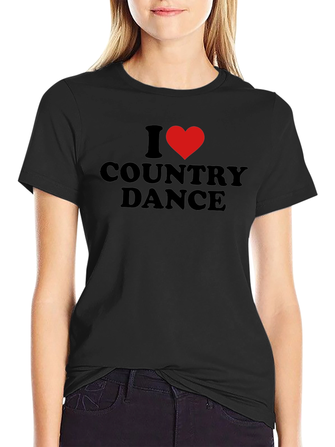 I Heart Country Dance Black T-Shirt