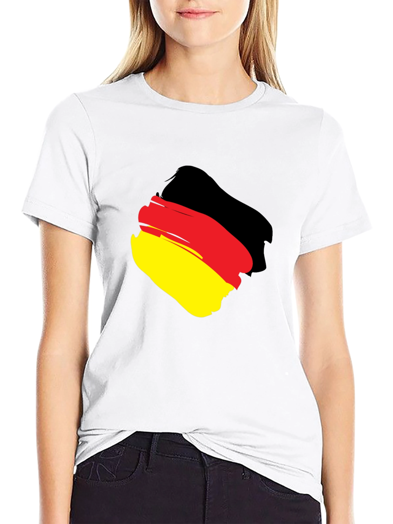 Germany Flag Brushstroke Graphic Black T-Shirt