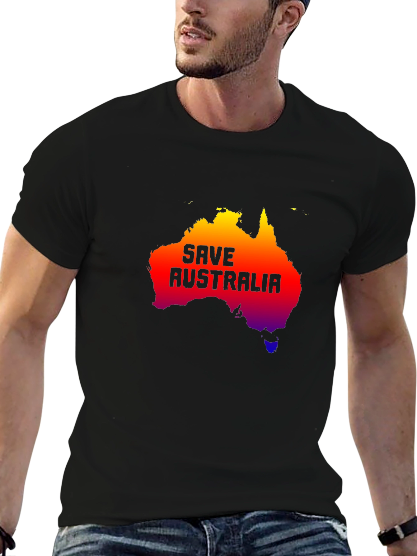Save Australia Graphic Tee - Black Cotton T-Shirt