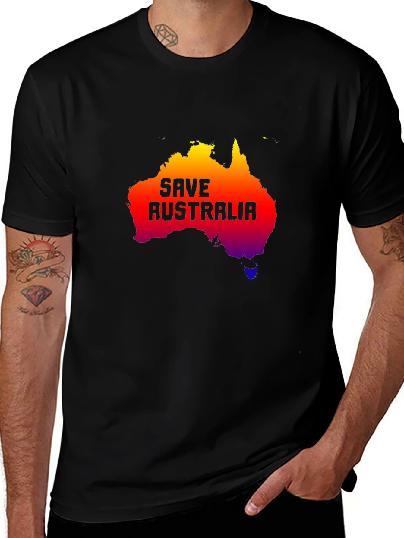 Save Australia Graphic Tee - Black Cotton T-Shirt