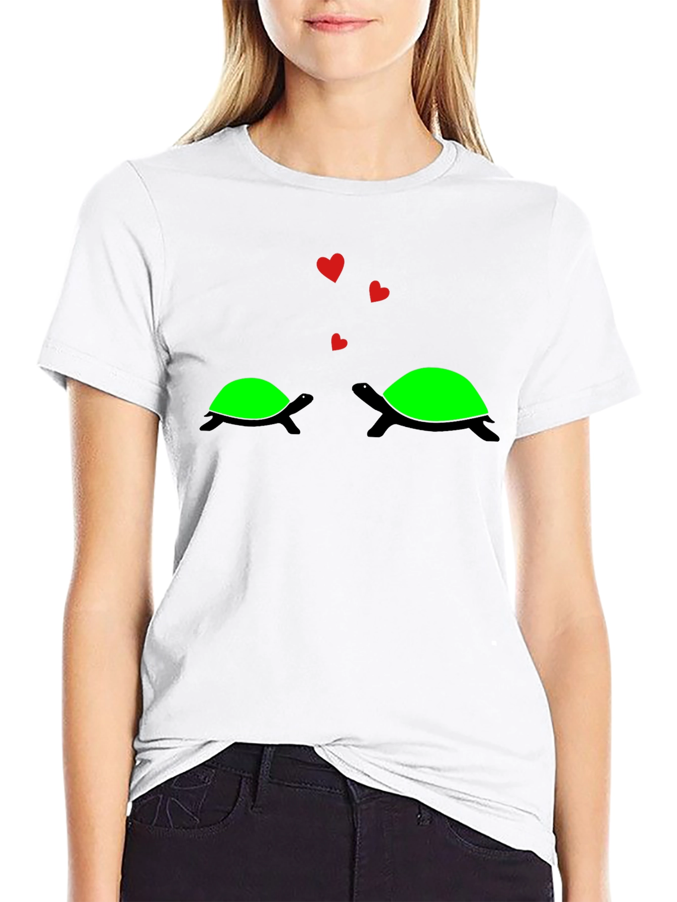 Cute Turtle Love Black T-Shirt