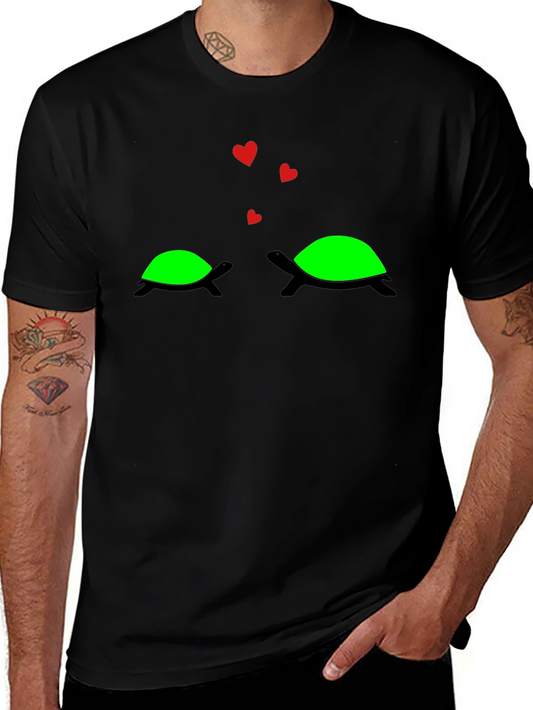 Cute Turtle Love Black T-Shirt