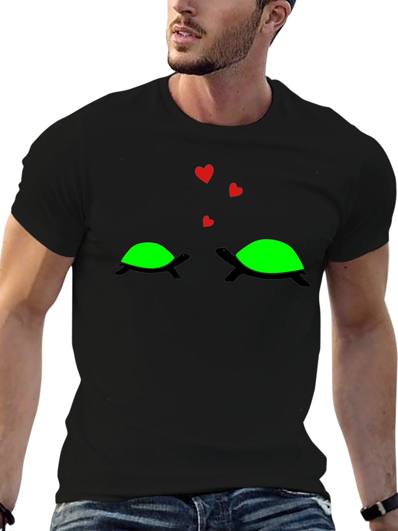 Cute Turtle Love Black T-Shirt