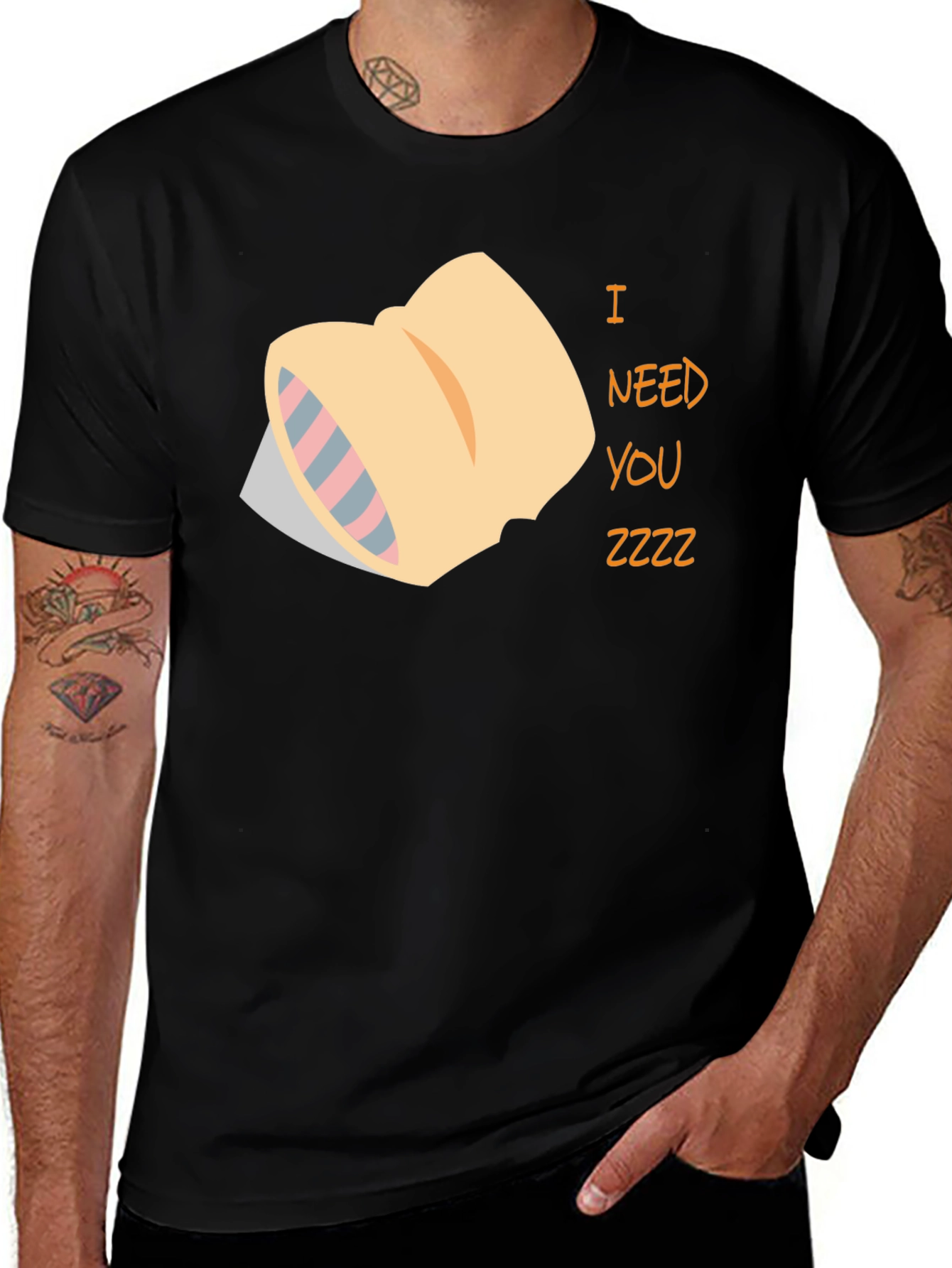 I Need You Zzzz Black T-Shirt