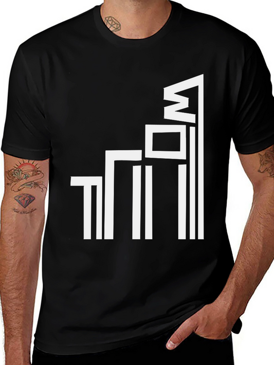 Modern Geometric Graphic Tee - Black