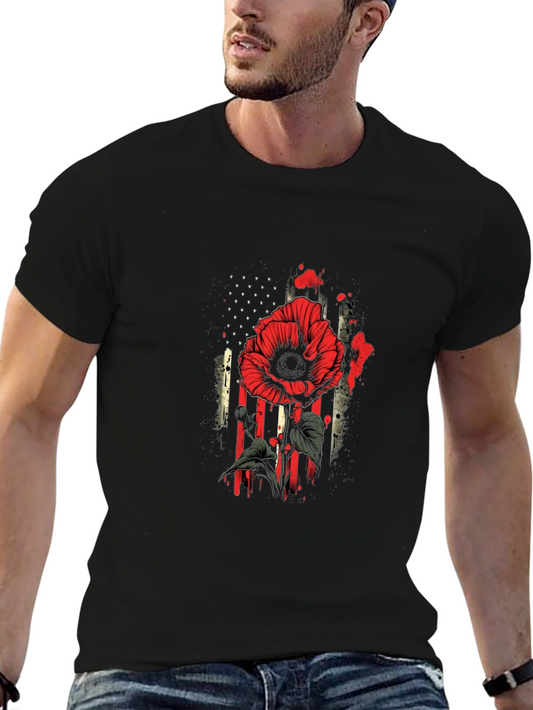 Poppy American Flag Graphic T-Shirt