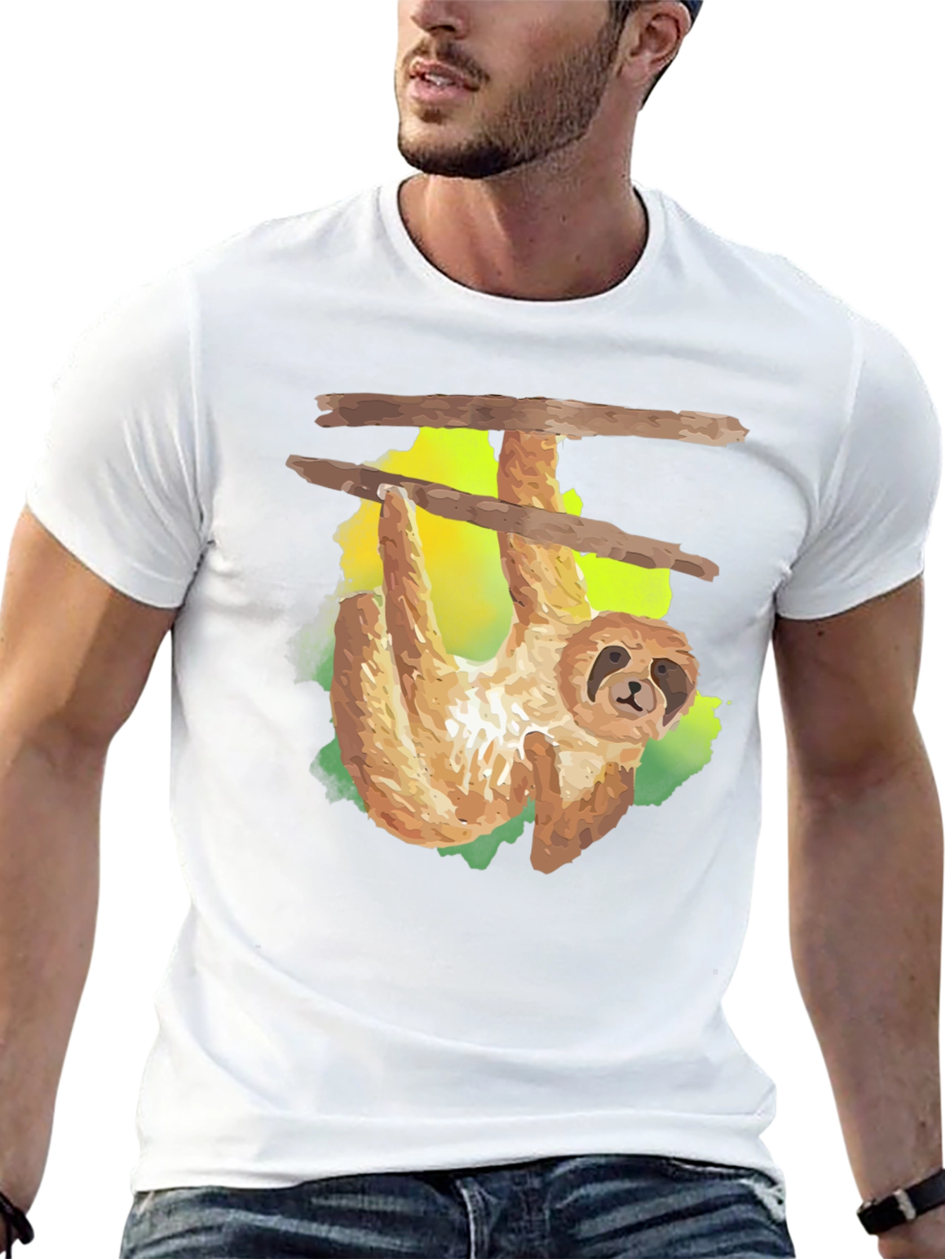 Sloth Hanging Around T-Shirt - Cool Graphic Tee