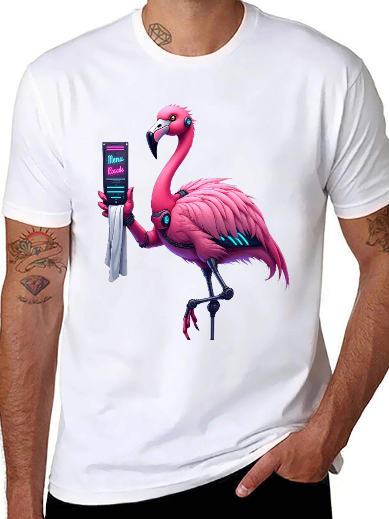 Robotic Flamingo Graphic T-Shirt