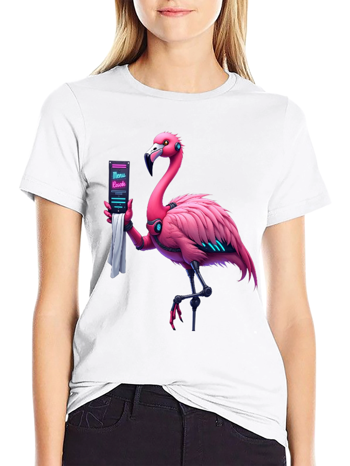 Robotic Flamingo Graphic T-Shirt