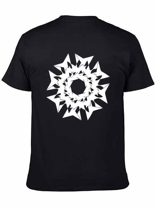 Abstract Geometric Print Black Tee