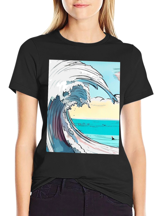 Ocean Wave Graphic Tee - Black