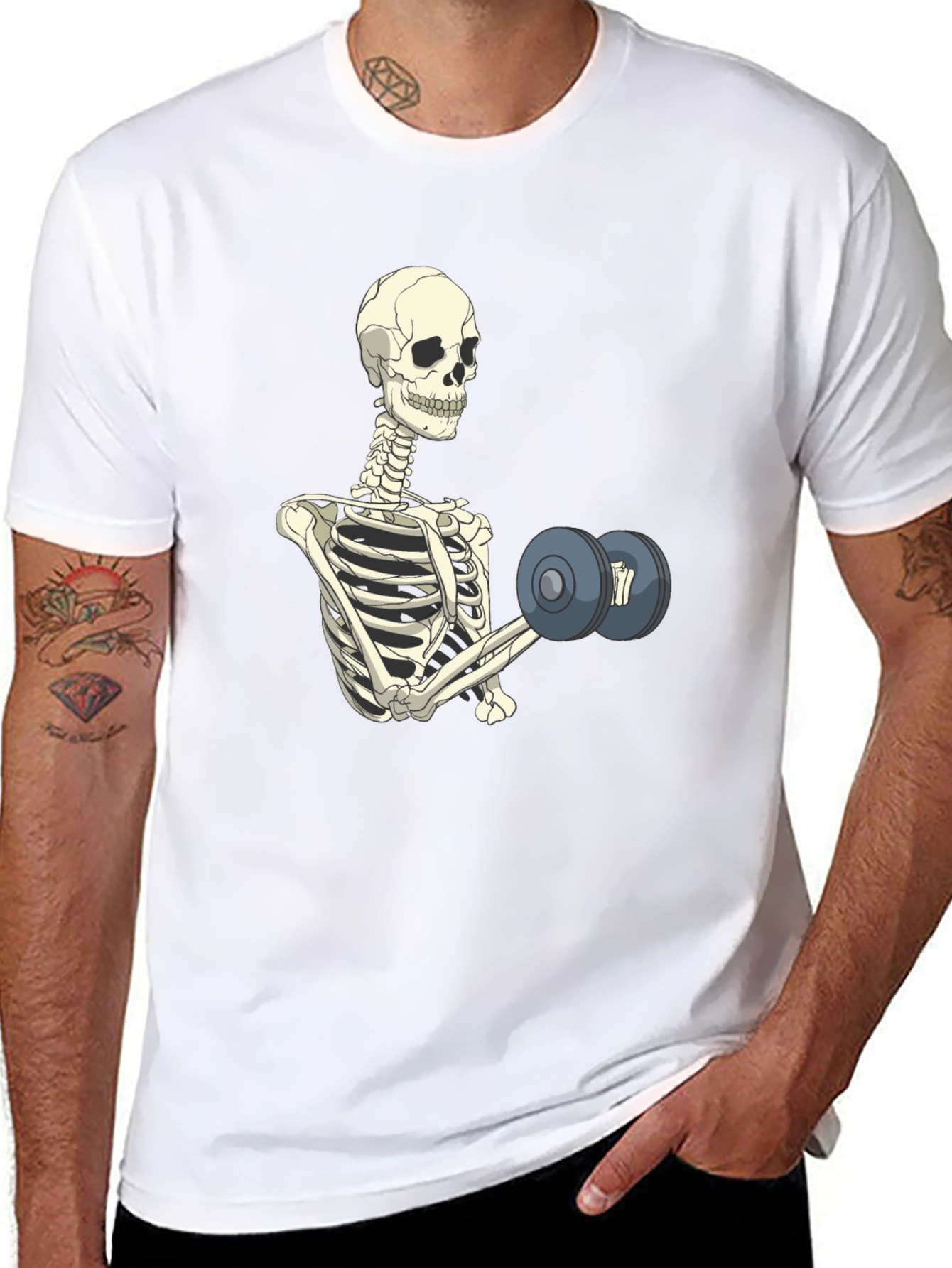 Skeleton Lifting Weights T-Shirt