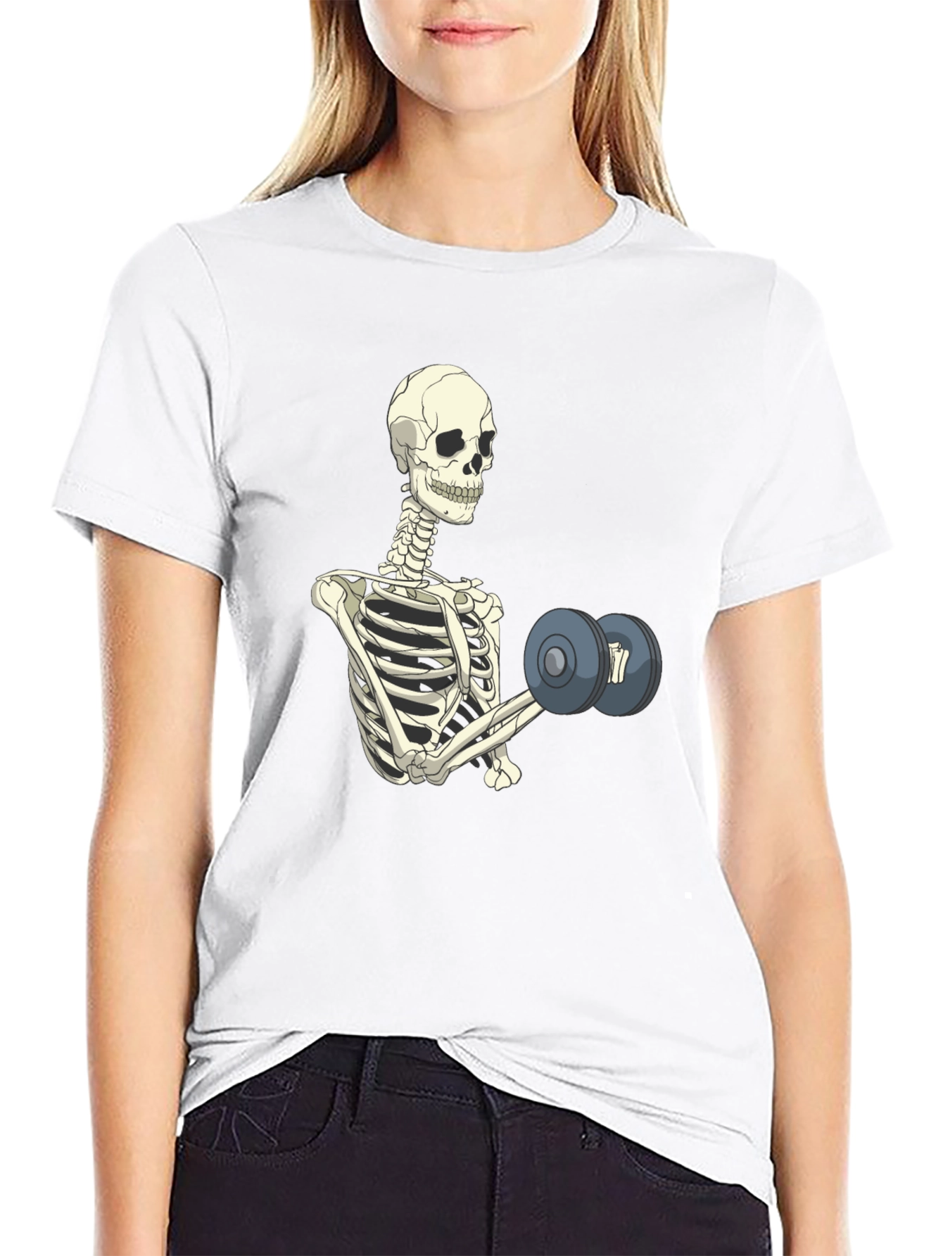 Skeleton Lifting Weights T-Shirt
