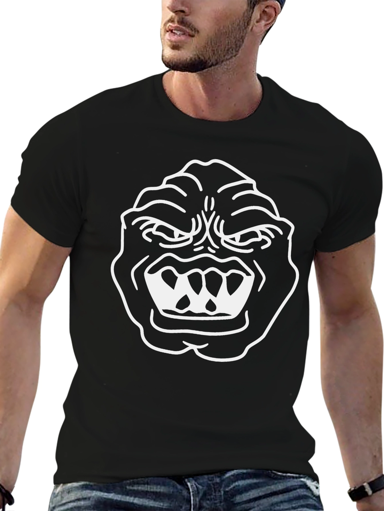 Monster Graphic Tee - Black Cotton T-Shirt