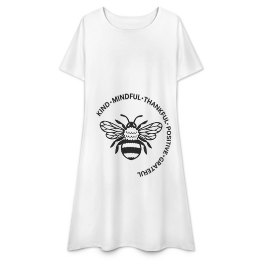 Positive Bee Graphic Dress – Kind Mindful Thankful Inspirational Casual Dress(z422)