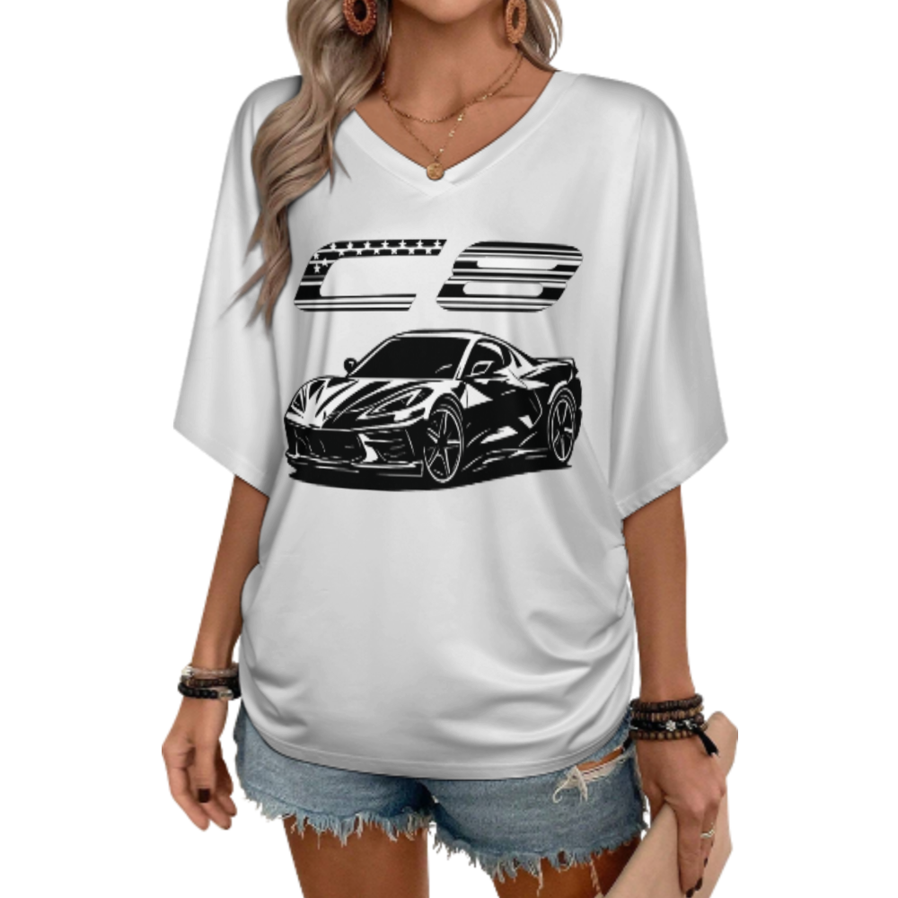 C8 American Muscle Car Graphic Tee – Retro Sports Car Streetwear Shirt(z436)