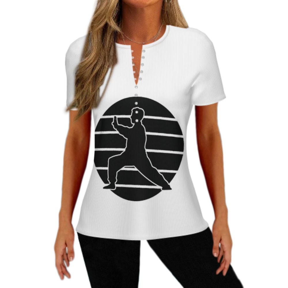 Tai Chi Yin Yang Style Graphic Tee – Minimal Martial Arts Streetwear Shirt for Women(z451)
