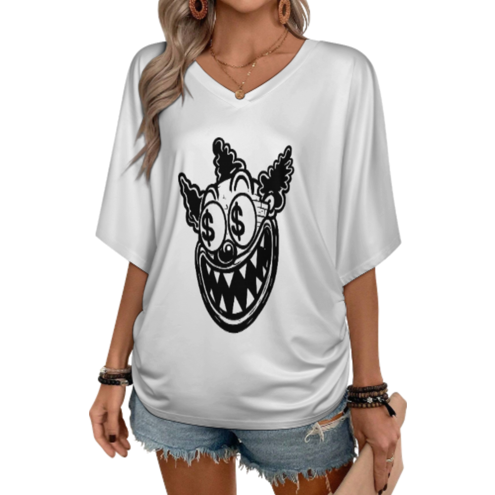 Crazy Clown Dollar Eyes Graphic T-Shirt – Edgy Streetwear Horror Cartoon Tee(z431)