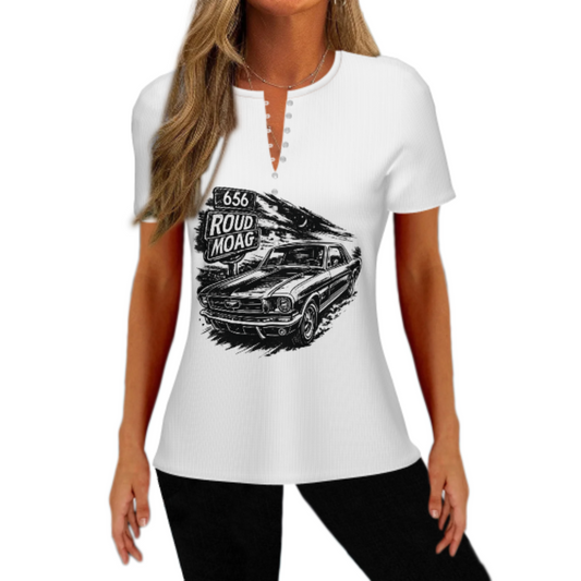 Vintage Muscle Car Graphic Tee – Retro American Classic Car Streetwear Shirt for Women(z453)