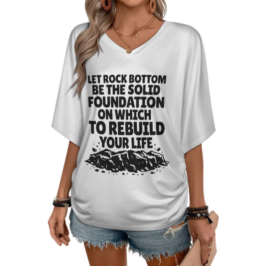 Rock Bottom Motivation Graphic Tee – Inspirational Rebuild Your Life Quote Shirt(z438)