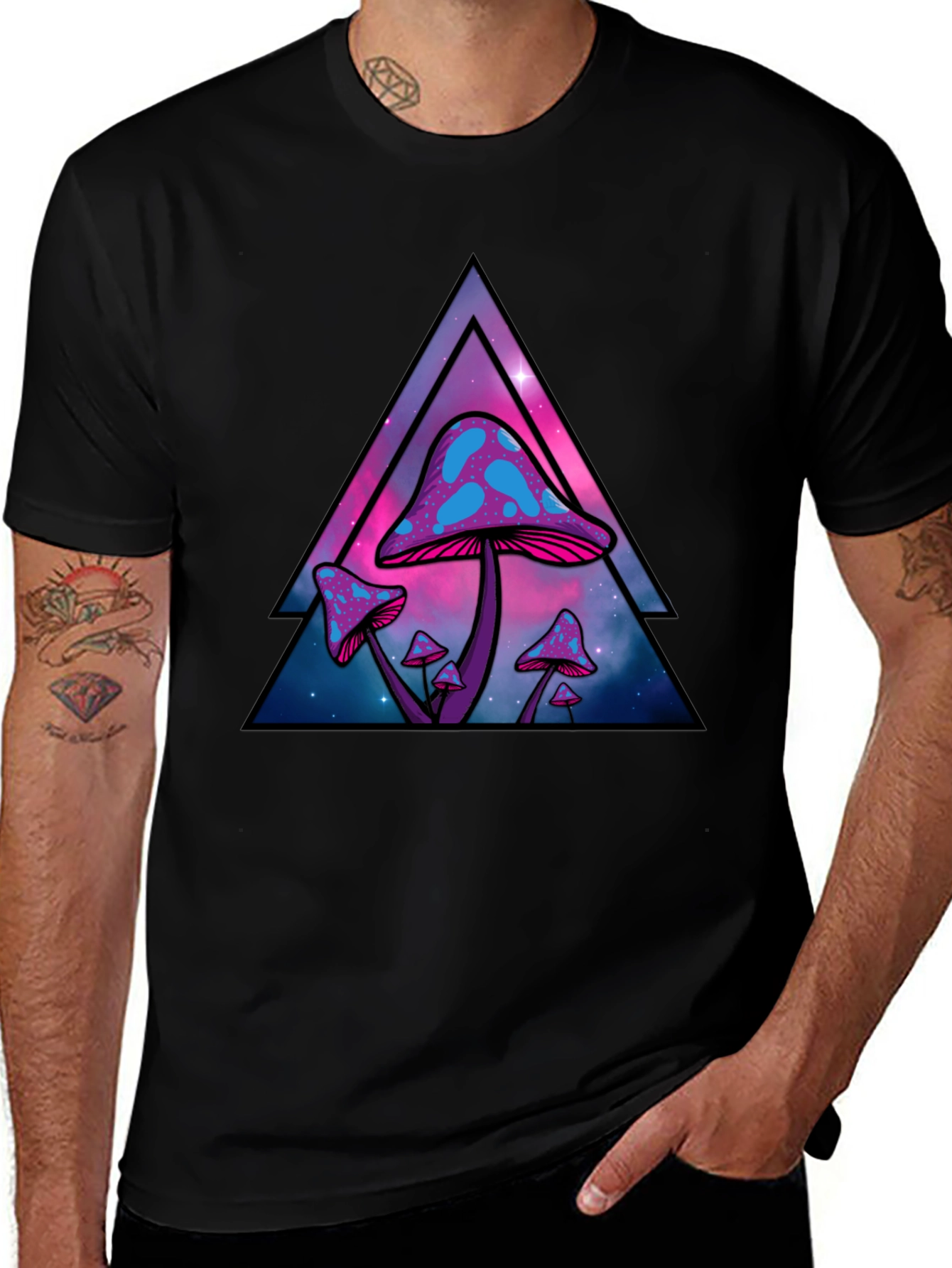 Trippy Mushroom Graphic Tee - Black