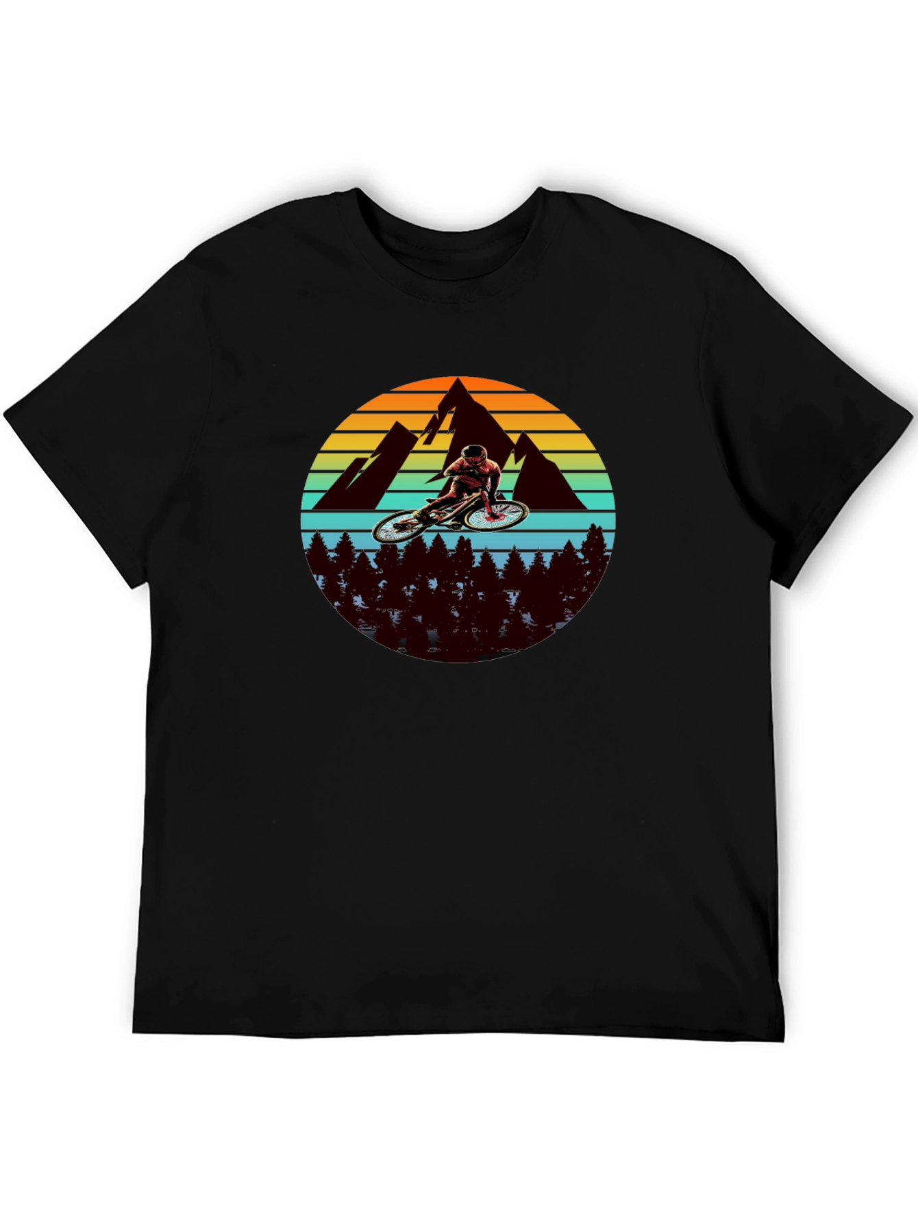 Mountain Biker Graphic Tee - Black Cotton T-Shirt
