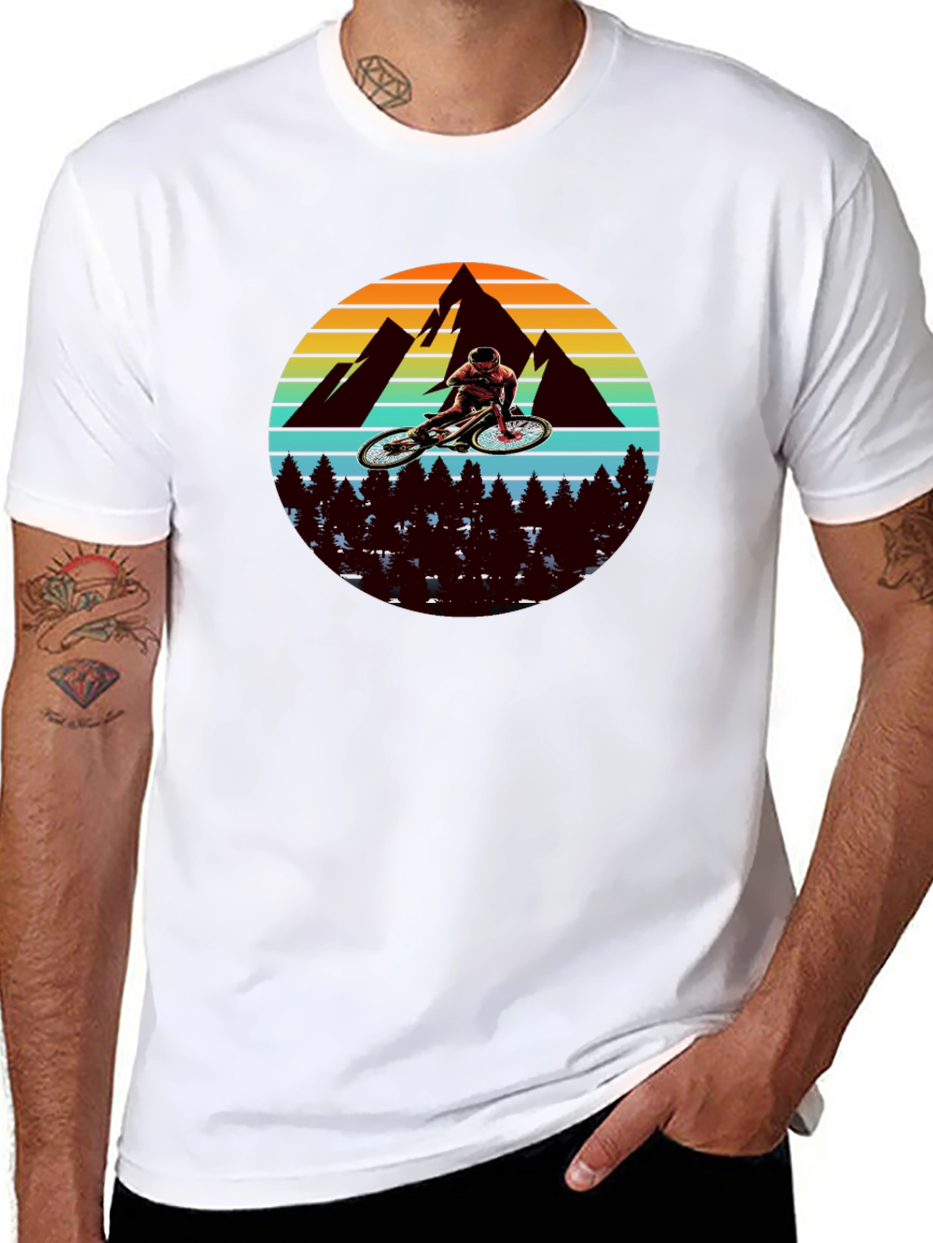 Mountain Biker Graphic Tee - Black Cotton T-Shirt
