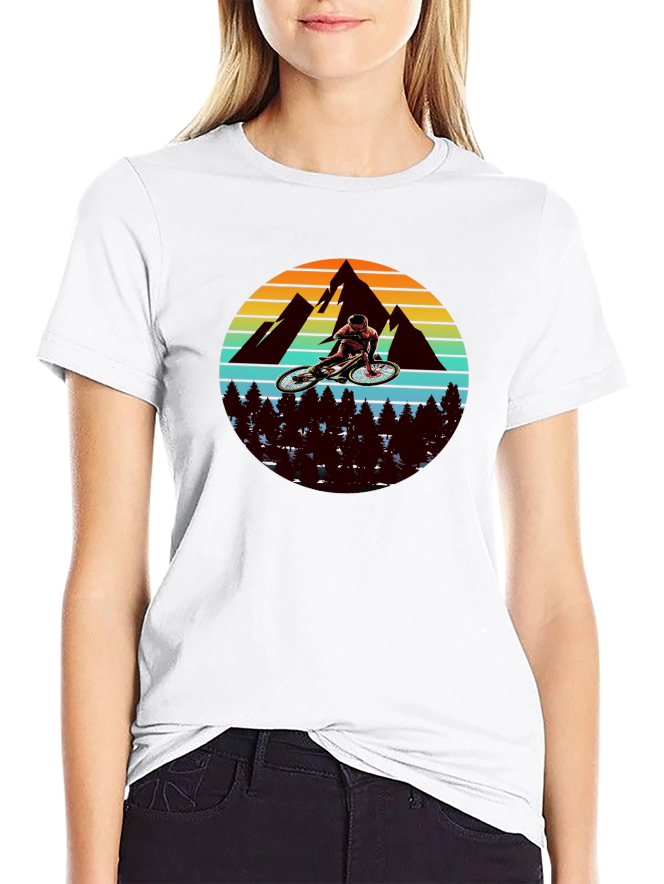 Mountain Biker Graphic Tee - Black Cotton T-Shirt