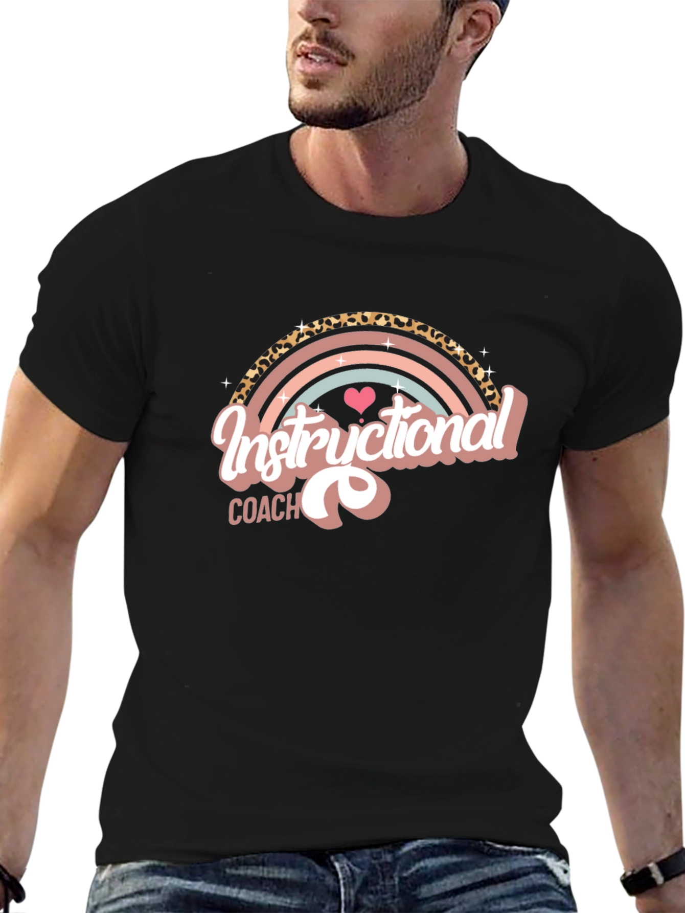 Instructional Coach Leopard Rainbow Graphic Tee