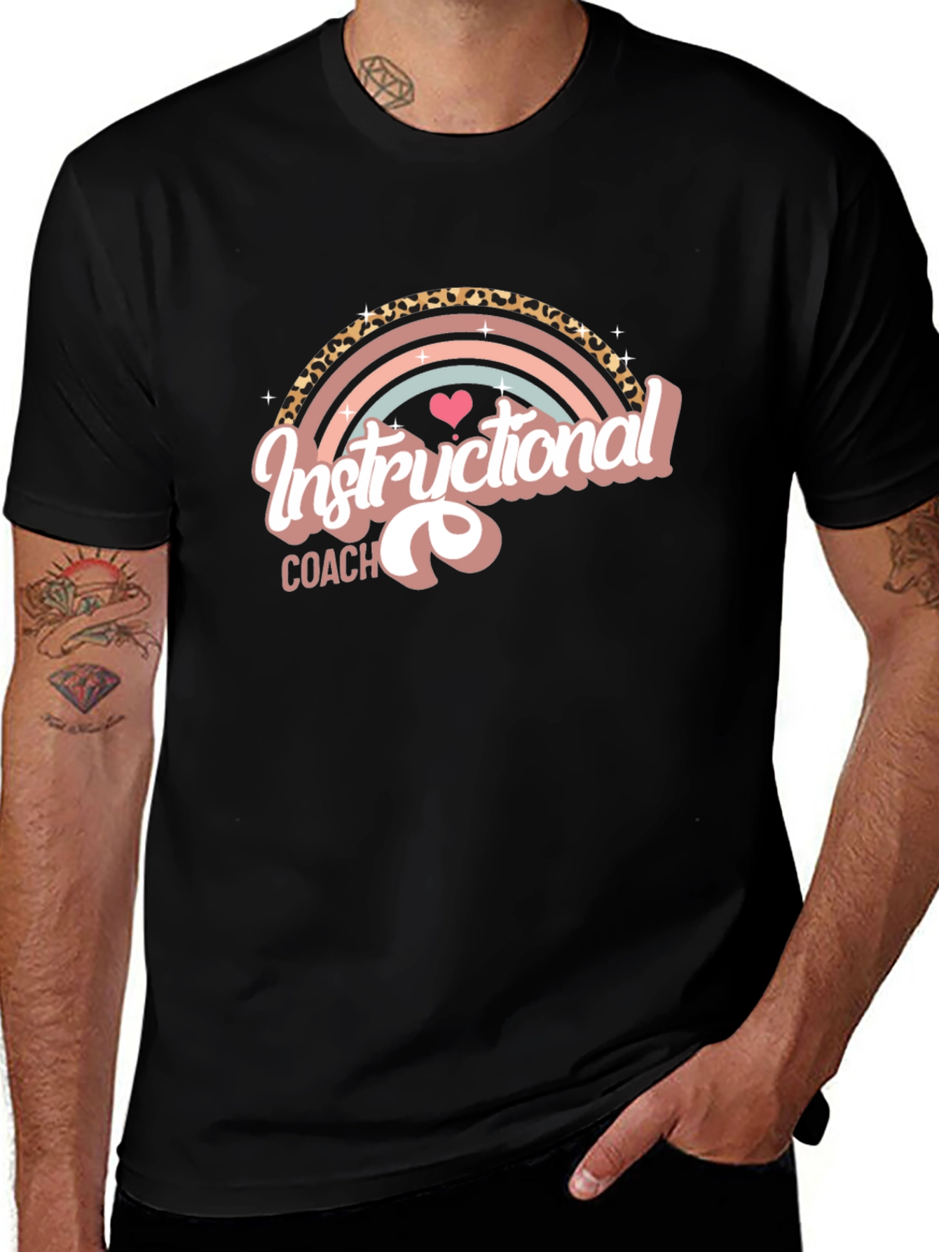 Instructional Coach Leopard Rainbow Graphic Tee