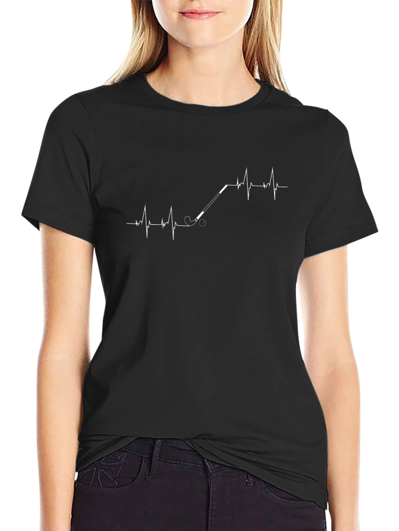 Hockey Heartbeat T-Shirt - Black