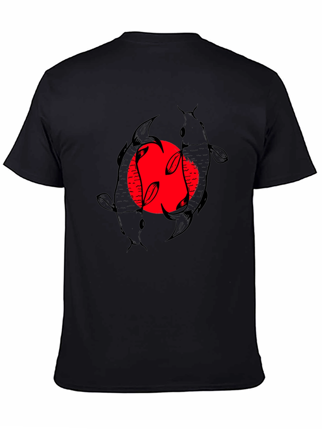 Koi Fish Graphic T-Shirt - Black Stylish Design