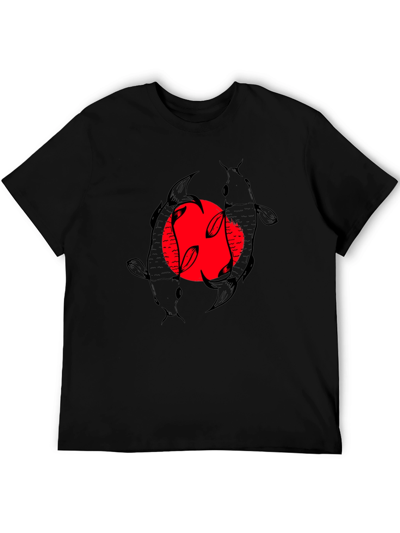 Koi Fish Graphic T-Shirt - Black Stylish Design