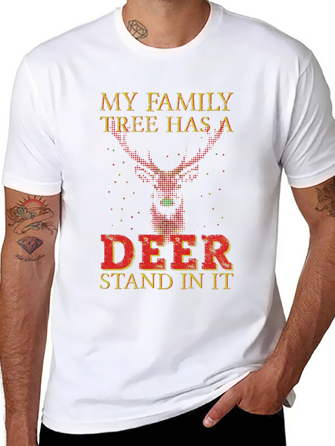 Funny Deer Family Tree Novelty T-Shirt