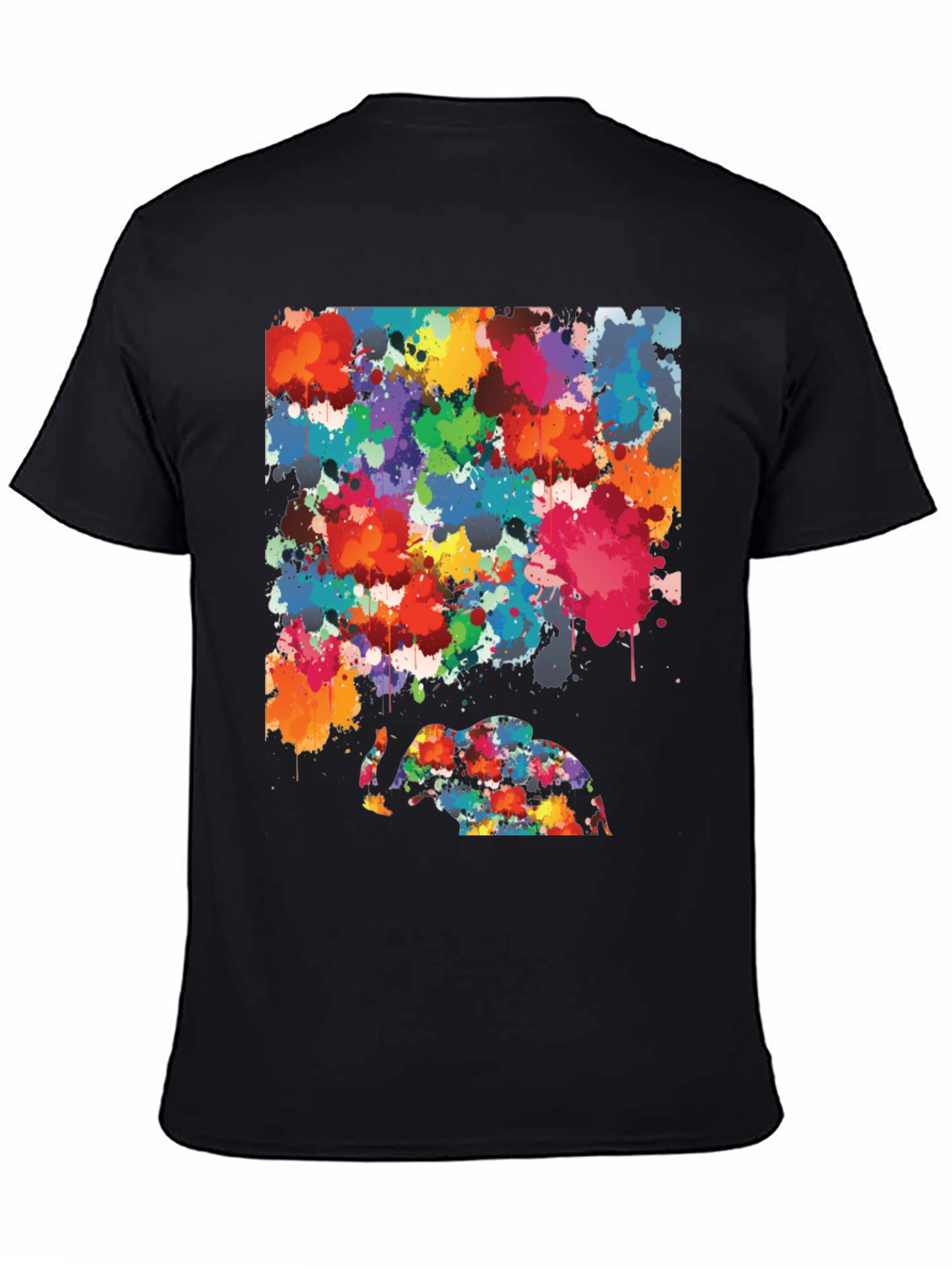 Abstract Elephant Splatter Art Black T-Shirt