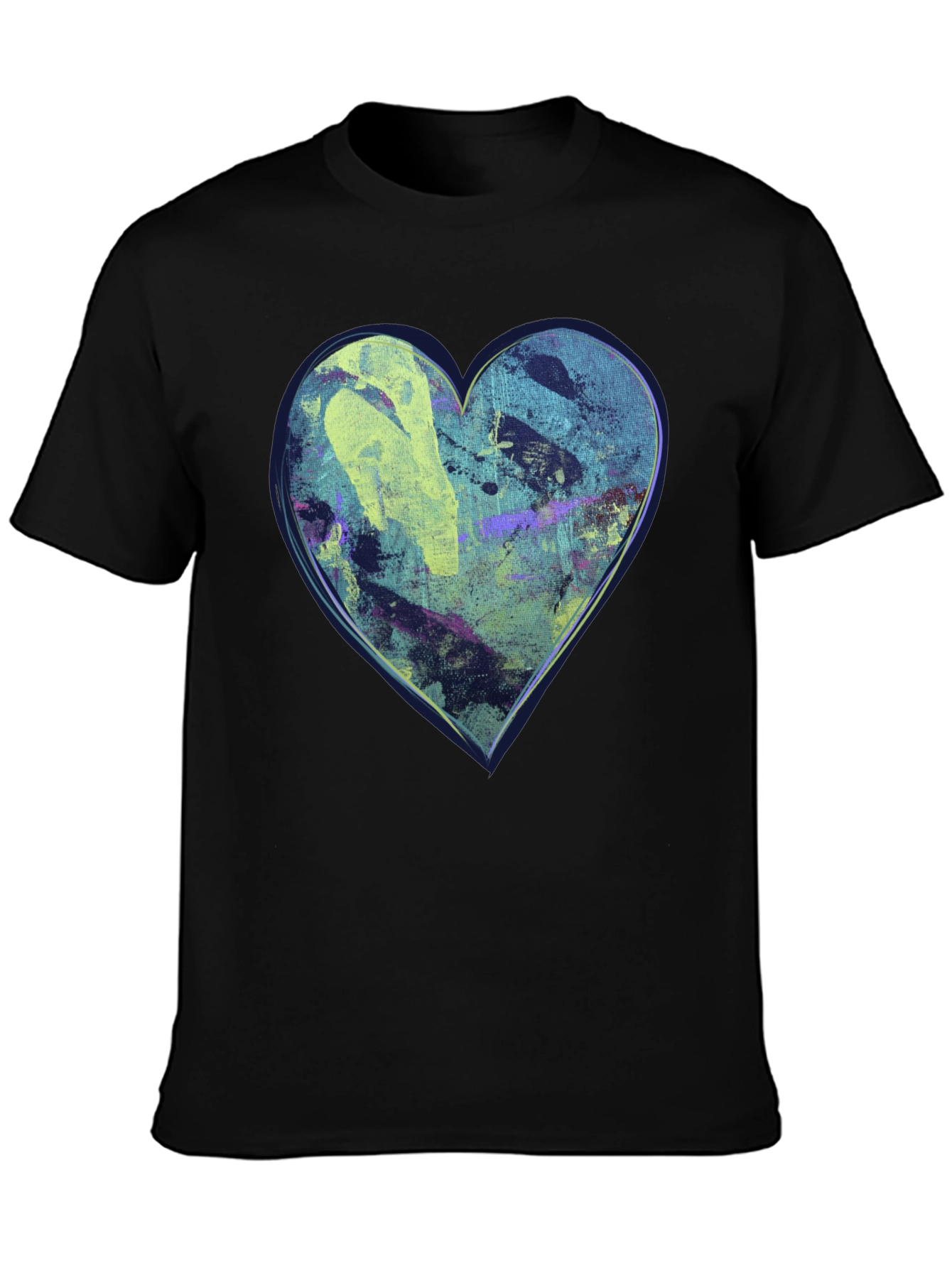 Abstract Heart Graphic Black T-Shirt