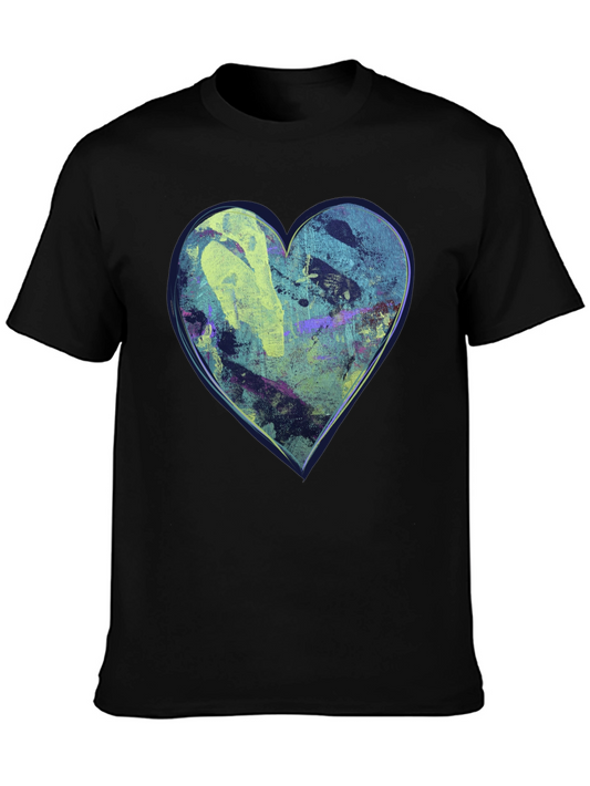 Abstract Heart Graphic Black T-Shirt