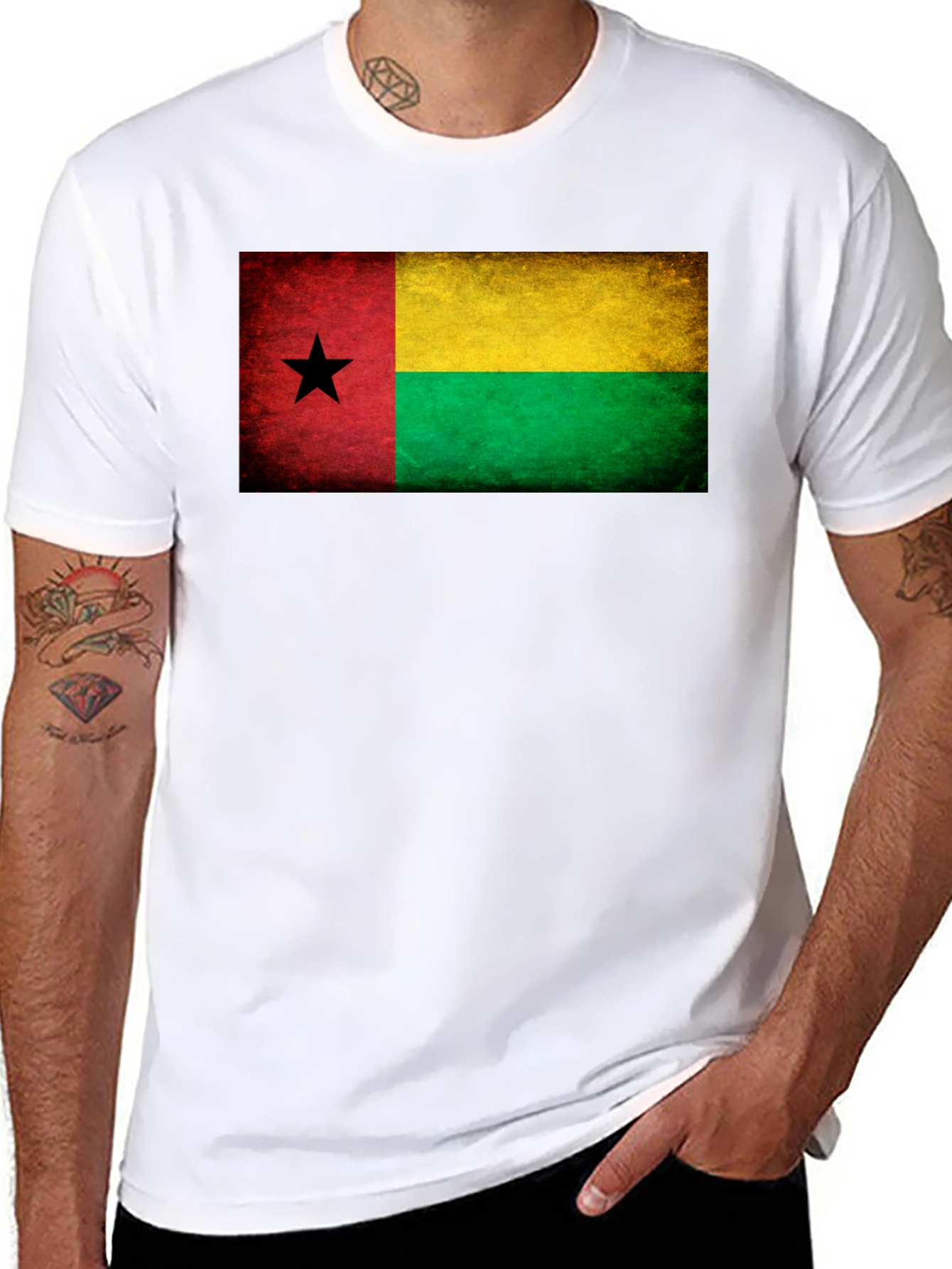 Guinea-Bissau Flag Graphic Tee - Black T-Shirt