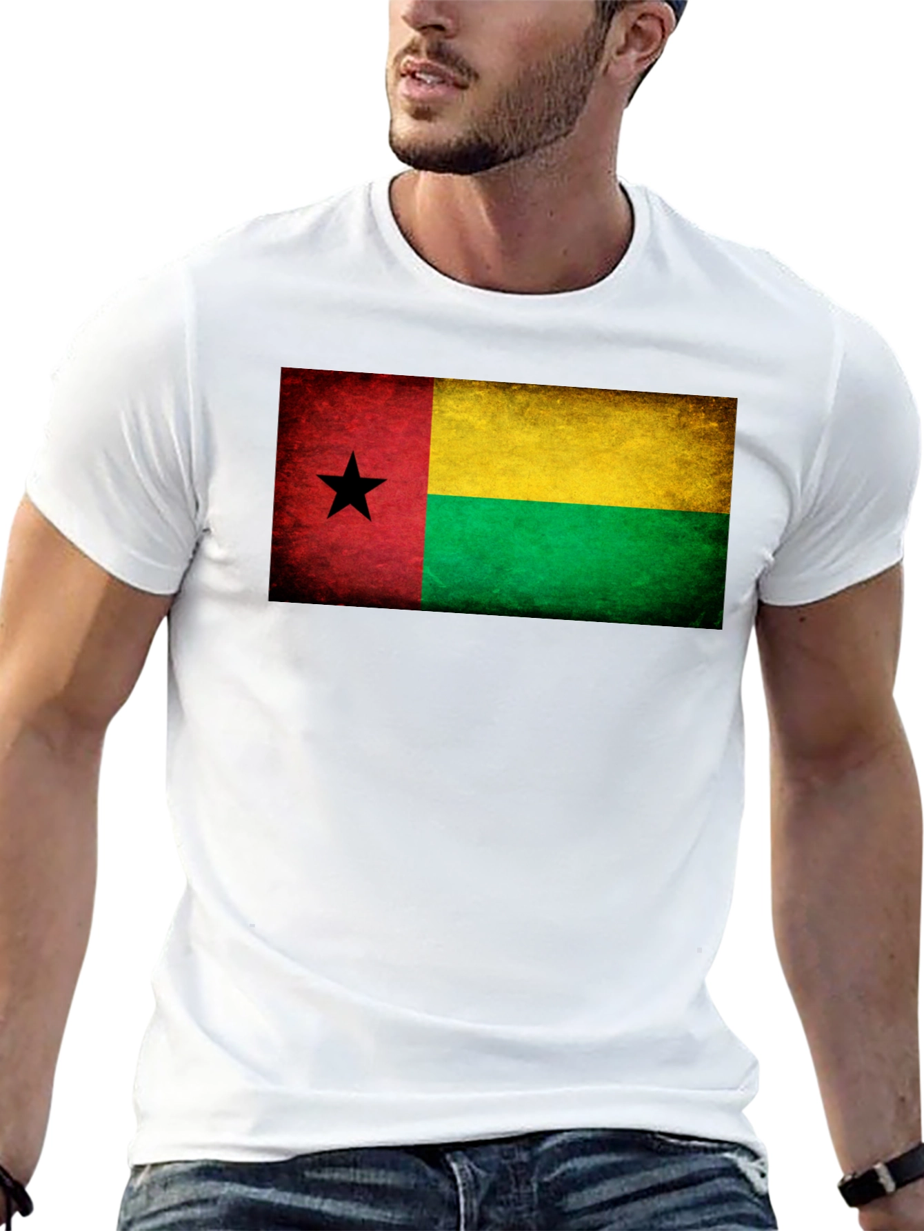 Guinea-Bissau Flag Graphic Tee - Black T-Shirt