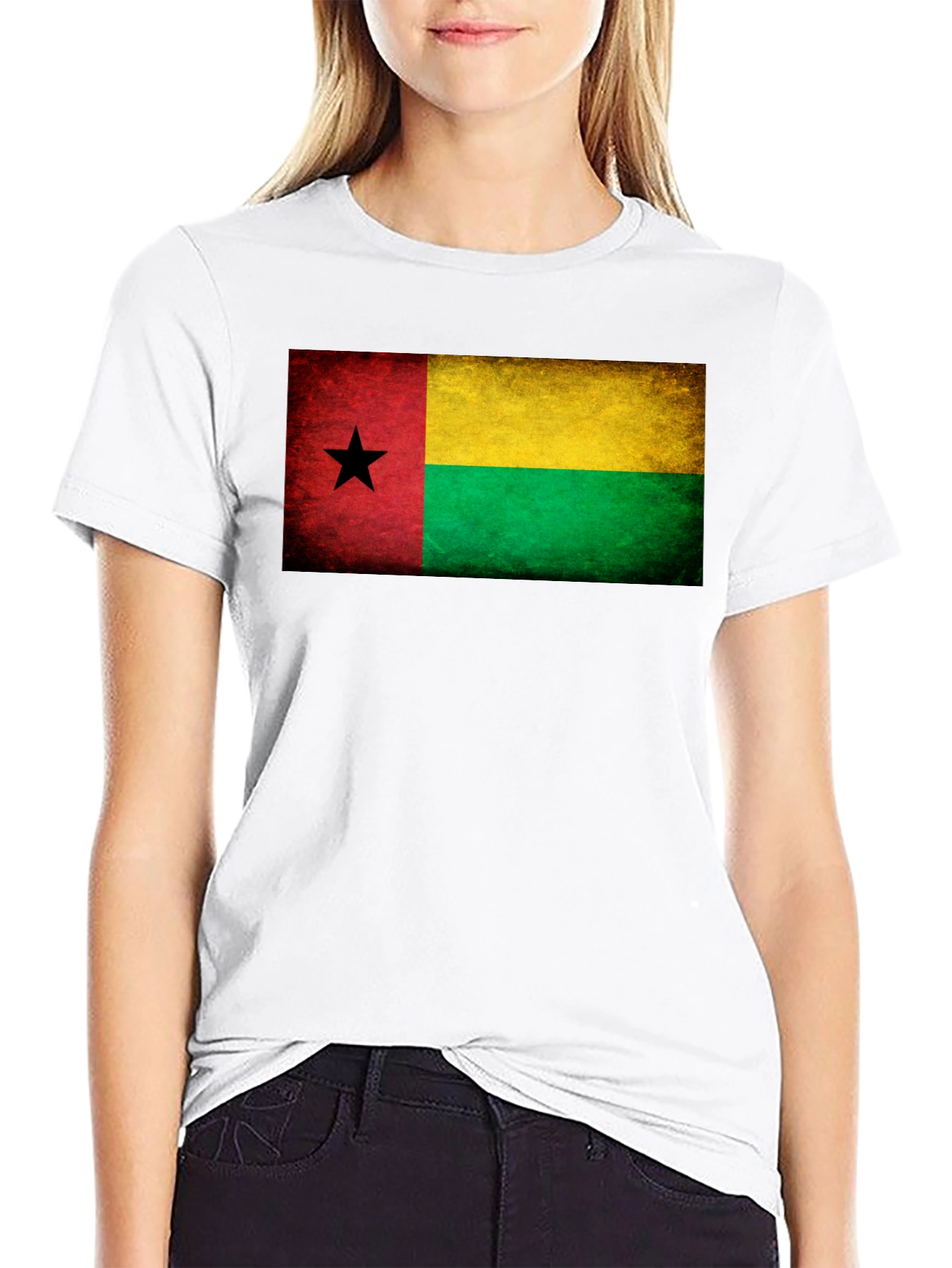 Guinea-Bissau Flag Graphic Tee - Black T-Shirt